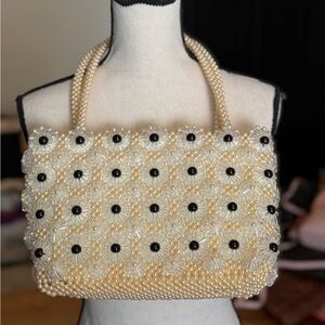 Faux Pearl Beaded Handbag
